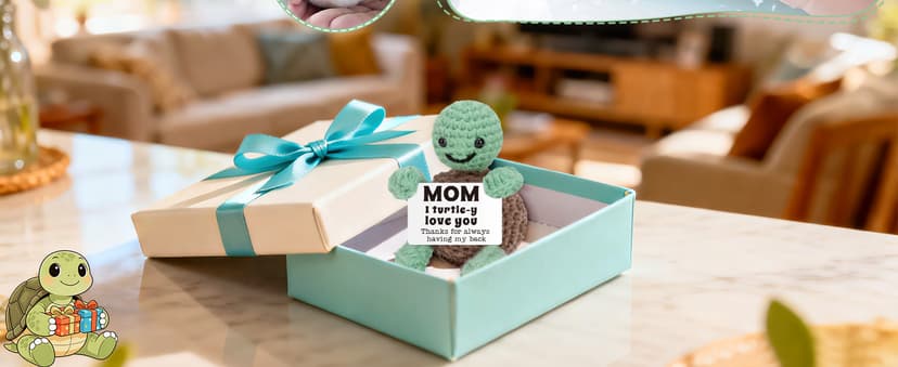 Christmas Birthday Gifts for Mom from Daughter Son, Mini Turtle Gifts for New Bonus Step Mom Mama Mother in Law, I Love You Cute Stuff Things Stocking Stuffers for Moms, Handmade Crochet Turtle Decor B0DF7K23VG