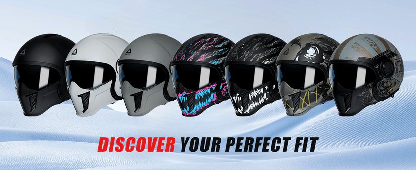 TRIANGLE Convertible Full Face Motorcycle Helmet DOT Approved for Men Women, Multi-Configuration 3/4 Open Face Street Bike Helmet with Internal Tinted Sunshield, Includes Storage Bag