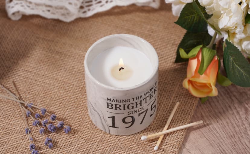 50th Birthday Gifts for Her - Gift for 50 Year Old Birthday Woman - 1975 Bday Gifts for Women - 50 Year Old Present Idea for Her Him, 6oz Lavender Ceramics Candle