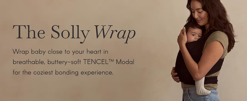 Solly Baby Wrap, Buttery-Soft Baby Carrier Newborn to Toddler 8-25 Lbs., Lightweight & Hands-Free Infant Sling Wrap, Breathable Summer Carrier, Baby Wearing & Postpartum Essential, New Mom Gift, Black