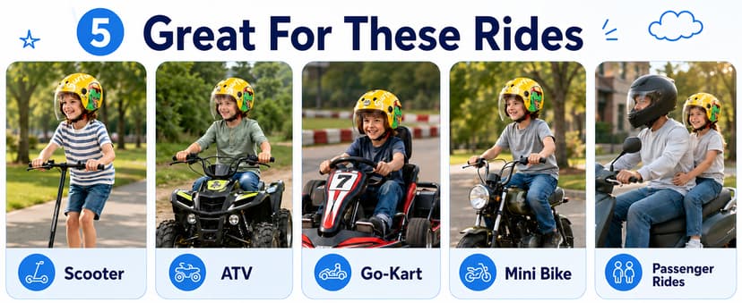 Kids Motorcycle Helmet, Jet Helmet with Visor, Scooter & Bike ATV, Quick-Release Buckle, Removable & Washable, 48-55cm