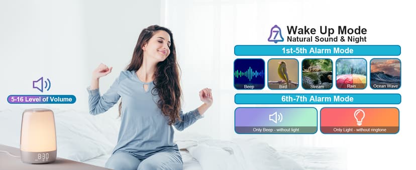 winshine Touch Wake Up Night Light with Sunrise Simulation Alarm Clock, 3 Ways Dimmable Warm White Bedside Lamp for Kid Bedrooms RGB Ambient Table Nightstand Light,Sleep Aid Snooze Timer Mode