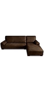 Pfrstuv Couch Cover Leather Look 3 Seater Couch Sofa Cover 1-Piece Sofa Slipcover Stretch Furniture Protector with Elastic Bottom & Pockets(Sofa, Coffee)