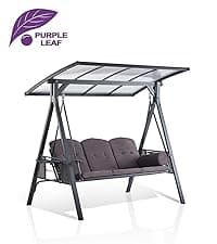 PURPLE LEAF Outdoor Chaise Lounge Set of 2 Aluminum Patio Lounge Chair with Wheels and Side Table Pool Chaise Lounge Chair for Outdoor Backyard Poolside Camel (2 Lounges Chairs W/Table)