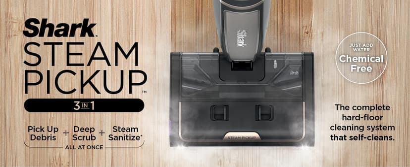 Shark Steam Pickup Lightweight 3-in-1 Steam Mop Cleaner Picks Up Debris, Deep Scrubs & Steam Sanitizes - All At Once for Home with Sealed Hard Floors like Hardwood, Tile & Laminate, SD201