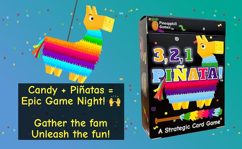 3, 2, 1, Piñata! – Fun Family Card Game for Kids & Adults – Fast-Paced Party Game for Game Night – Ages 7+, 2-5 Players – Portable Travel Game