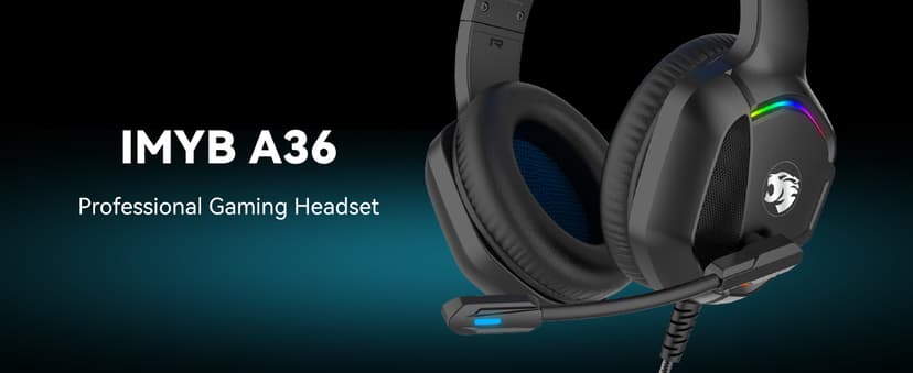 IMYB A36 Gaming Headset with Microphone for Pc, Xbox One Series X/s, Ps4, Ps5, Switch, Stereo Wired Noise Cancelling Over-Ear Headphones with Mic for Computer, Laptop, Mac, Nintendo, Gamer (Blue)