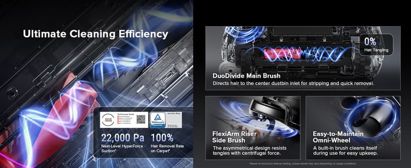 roborock Saros 10 Robot Vacuum and Mop, 22,000Pa Suction, AI Obstacle Avoidance, 3.14-inch Ultra Thin, Intelligent Dirt Detection, Zero Tangling Main Brush, Hot Water Mop & Dock Self Cleaning