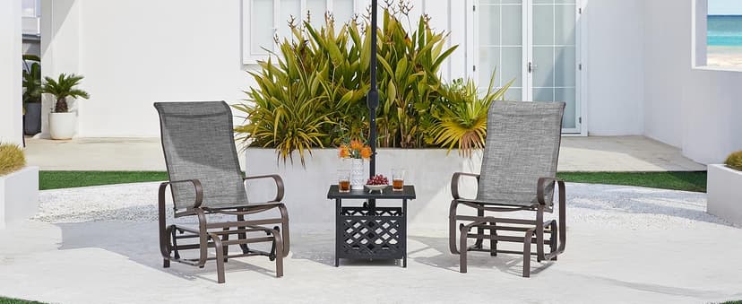 Yaheetech Outdoor Patio Glider, Rocking Lounge Chair with Sling Fabric and Steel Construction for Porch Patio Balcony Set of 2