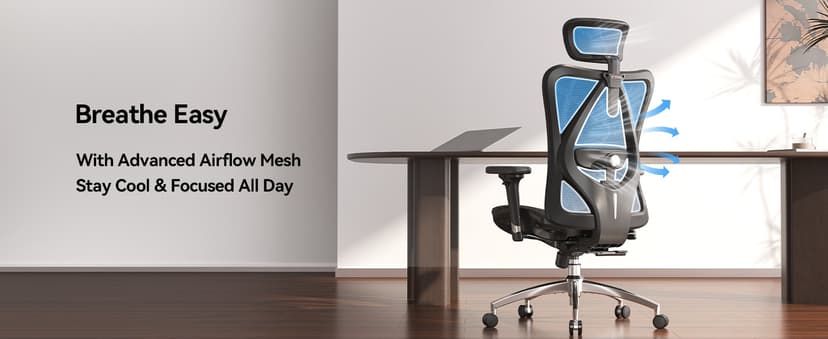 SIHOO M57 Ergonomic Mesh Office Chair, High Back Home Desk Chair with 3D Armrests, Lumbar Support and Adjustable Headrest, Comfortable Computer Chair, Big & Tall Office Chair Hold 330 LBS-Black