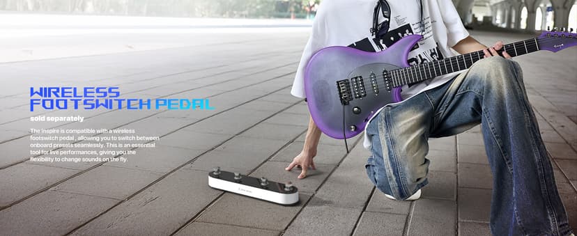 Enya Electric Guitar Inspire 39" Smart Electric Carbon Fiber Guitarra with 15W Wireless Speaker, 20 Distinct Tones, Onboard Presets, Charging Cable, Adjusting Wrench, and Gig Bag