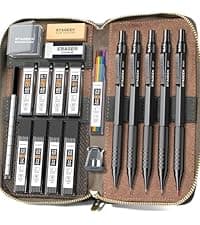 STAGEEK 0.7 mm Mechanical Pencil, Metal Art & Drafting Pencil with Eraser and 60 HB Lead Refills, Professional Drawing Pencil for Artists, Students, School, Office, Writing, Sketching, Drafting(Blue)