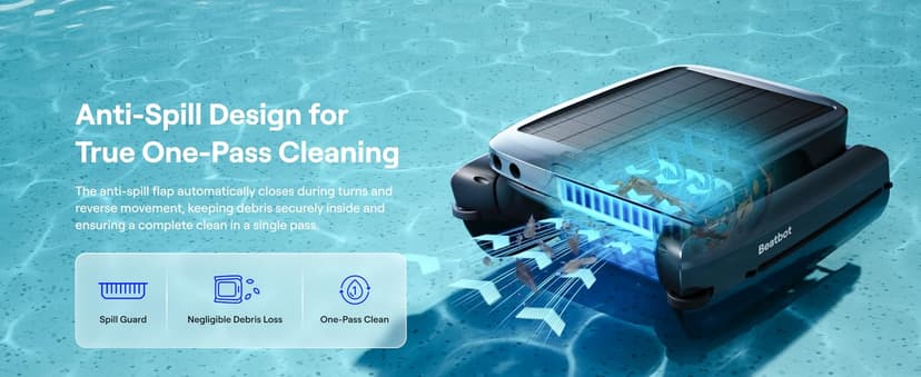 Beatbot iSkim Cordless Robotic Pool Skimmer with 9L Filter Basket, 24/7 Cleaning Solar Powered, 10000mAh Battery, 28-Hour Runtime, Auto Return, Smart Obstacle Avoidance, APP Control -Navy Blue