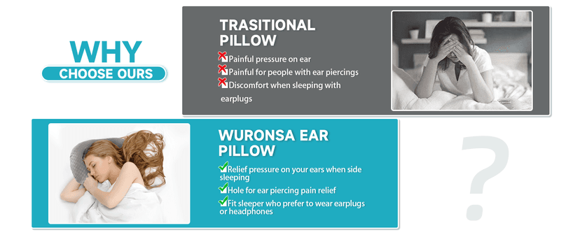 Ear Piercing Pillow with an Ear Hole, Cotton and Polyester Side Sleeping Pillow for CNH and Ear Pain Ear Inflammation Pressure Sores for Side Sleepers, Ear Guard Pillow (Light Grey)