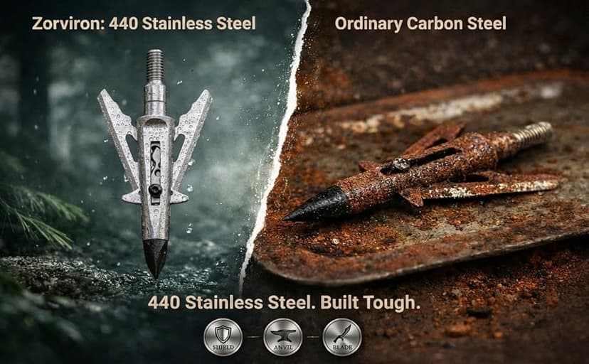 Mechanical Expandable Broadheads Hunting Arrow Tips, 100 Grain 2 Inch Cut, 440 Stainless Steel Blades & Chisel Tip, 8-32 Thread for Crossbow & Compound Bow Bolts, Up to 500 FPS Tested, 4 Pack