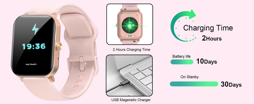 Smart Watch, Smartwatches for Men Women, 1.85" HD Fitness Tracker (Answer/Make Calls), 120+ Sport Modes, Heart Rate/Sleep Monitor, IP68 Waterproof Fitness Watch, Smartwatch for Android iOS (Pink)