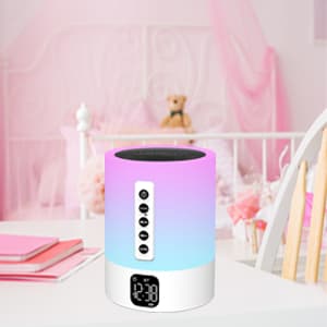 Alarm Clock Bluetooth Speaker, Night Light White Noise Machine Touch Bedside Lamp with Alarm Clock for Kids Multi-Color Changing Night Light Xmas Gifts for Teenage Girls Boys Women Teen Girl Gifts