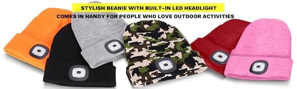 VIBELITE LED Beanie Hat with Light, USB Rechargeable LED Headlamp, Christmas Gifts for Men, Stocking Stuffers for Teen Boys, Dad, Husband, Father, Grey