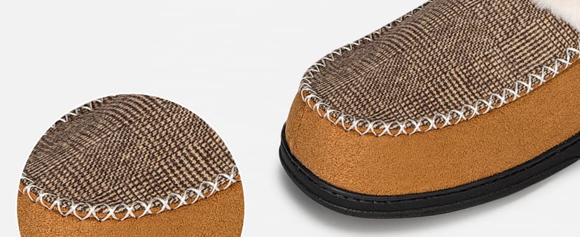 ATHMILE Men's Slippers Slip On Moccasin, Indoor Outdoor Warm Fuzzy Comfy House Shoes, Fluffy Wide Loafer Home Bedroom Slippers