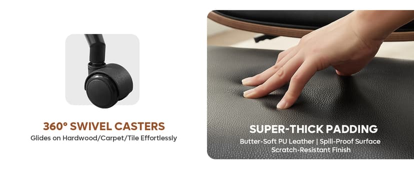 Bestier Cross Legged Office Chair with Wheels, Ergonomic Wide Meditation Chair for Adults up to 300 lbs, 360° Swivel Seat for ADHD, Strong Lumbar Support for Kneeling Meditation Black PU Leather