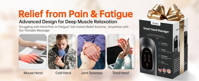 Hand Massager with Heat and Compression for Arthritis and Carpal Tunnel Relief, Finger Wrist Hand Therapy Equipment Pain Relief,Thoughtful Gifts for Women,Man(Gray)