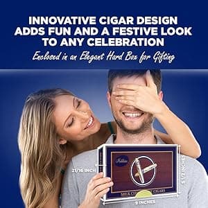 Madelaine Chocolate Candy Cigarettes Gift Box for Birthday Party or Celebration - 12 Chocolate Cigars Father's Day Gift - Individually Wrapped in an Elegant Box