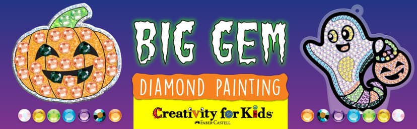 Creativity for Kids Halloween Big Gem Diamond Painting Kit | Create 13 Spooky Stickers & 2 Suncatchers with 1000+ Colorful Gems | Fun for Parties, Gifts & Seasonal Décor (Ages 6+)