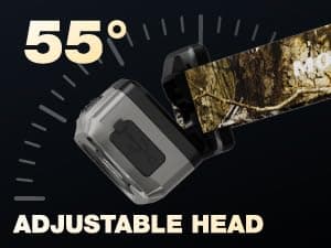 Mossy Oak 600 Lumens Rechargeable Headlamp, Lightweight LED Headlight with White & Red Light, Waterproof Head Lamp with Non-Slip Band, Dimmable & Memory Function for Hunting, Camping, Power Outage