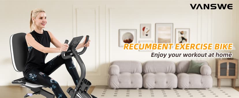 VANSWE Recumbent Exercise Bike for Adults Seniors - Recumbent Bikes for Home with Magnetic Resistance, Bluetooth and App Connectivity, Pulse Sensor