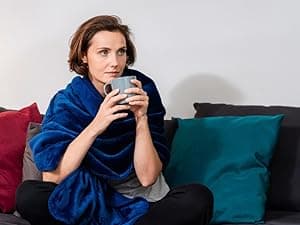 Premium Double Layer Poncho Blanket -No Sleeves Easy On Easy Off- Drape and Go Shawl Gift for Women Who Have Everything - Gifts for Grandma and Mom (Silver Grey)