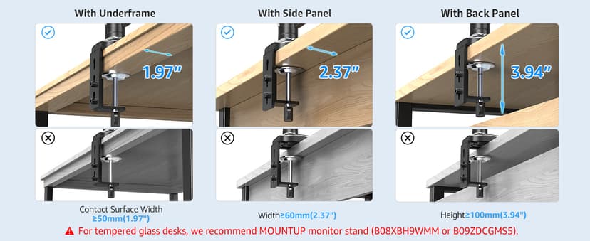 MOUNTUP Dual Monitor Stand for Desk, Monitor Arms for 2 Monitors 32 27 24 22 Inches, Height Adjustable Double Monitor Mount, VESA Mount with C-Clamp & Grommet Base, Holds 4.4-17.6lbs