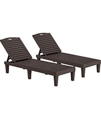 YITAHOME Outdoor Chaise Lounge Chair, Plastic Pool Chaise Lounge with 5-Position Backrest, Easy Assembly & Waterproof for Patio & Poolside, Set of 2, Brown