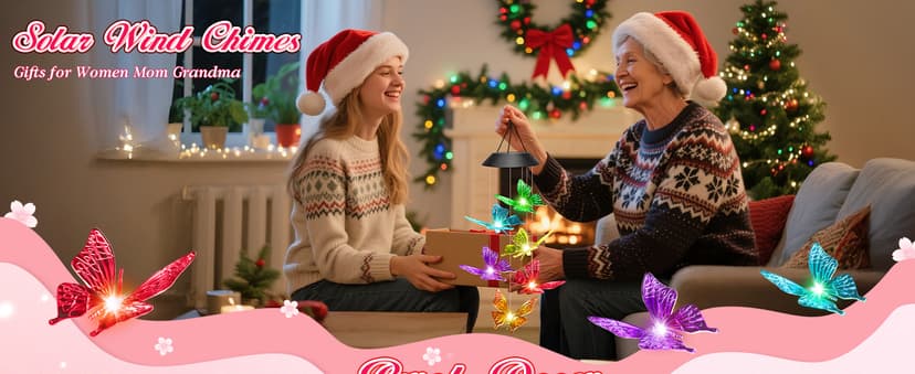 Unique Birthday Small Gifts for Mom Grandma Nana Wife Sister Auntie, Solar Lights Outdoor Decor for Garden Yard Patio Porch Winzwon Solar Wind Chimes, Christmas Gardening Butterfly Gifts for Women B0BTCP3YMM