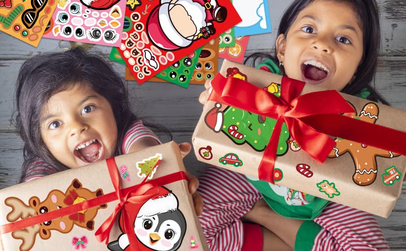 Kids Xmas Decorations Gifts Games Party Favors Supplies 24 Sheets,Stocking Stuffers,Christmas Stockings,Christmas Gift Bags Stocking Stuffers for Kids,Christmas Stickers,DIY Christmas Crafts for Kids B0F8H5X4L8