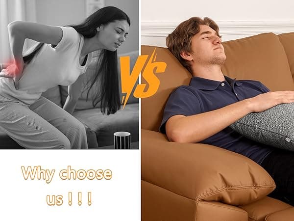 EASE MOOSE Brown Faux Leather Sectional Sofa,Leather Sectional Couch with Deep Seat,Extra Large U Shaped Couch,Oversized Modular Modern Scratch Resistant Sofas