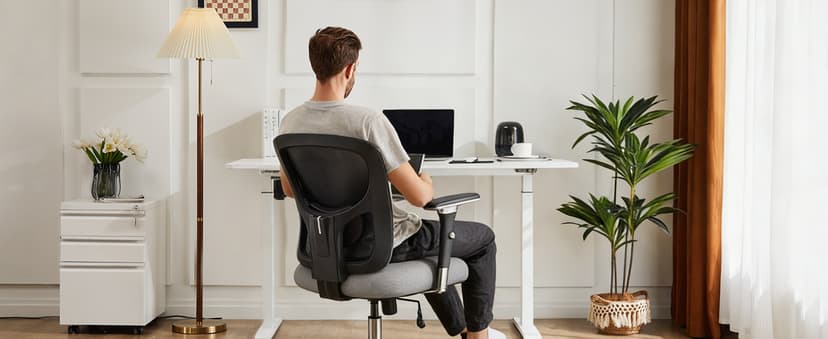 Sweetcrispy Big and Tall Office Desk Chair with Lumbar Support, 500lbs Heavy Duty Mesh Ergonomic Computer Chair with 4D Armrest and Wide Comfy Seat, 360° Swivel Wheels for Adult, Grey