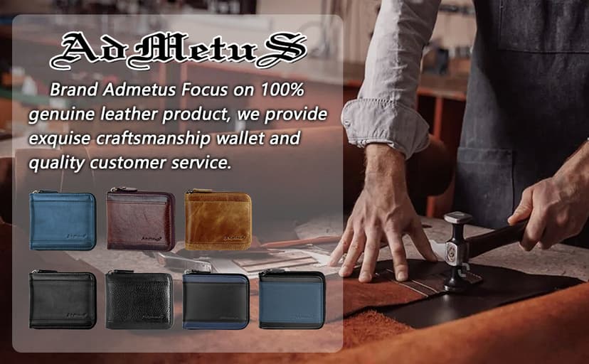 Admetus Mens RFID Blocking Wallets Zipper Leather Wallet for Men Bifold RFID Card Holder