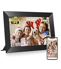 BIGASUO Digital Picture Frame, 10.1" Frameo Digital Frame WiFi with 32GB Memory, 1280x800 IPS Touch Screen, Send Photos/Videos from Your Phone Anywhere, Photo Gifts for Parents and Grandparents