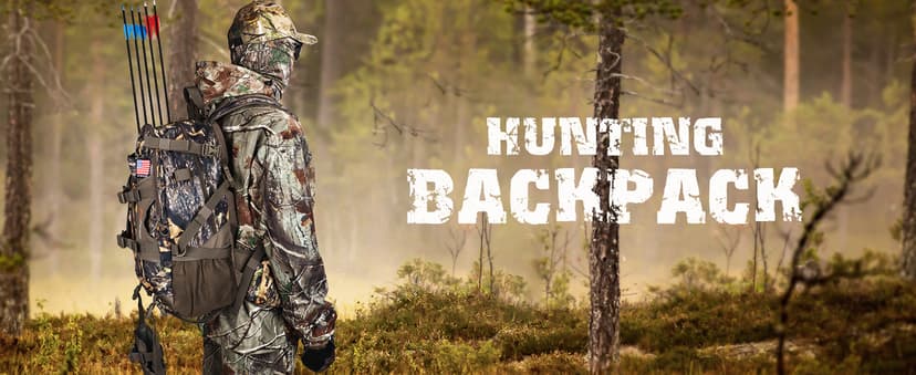 YVLEEN Hunting Backpack, Waterproof Camo Hunting Packs for Men, Durable Large Capacity Hunting Day Pack for Rifle Bow Gun
