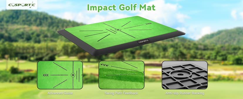 Golf Hitting Mat,Golf Training Mat for Swing Path Feedback Detection Batting, Extra Replaceable Golf Practice Mat 16"x12", Golf Gifts for Men Women for Home Indoor Outdoor