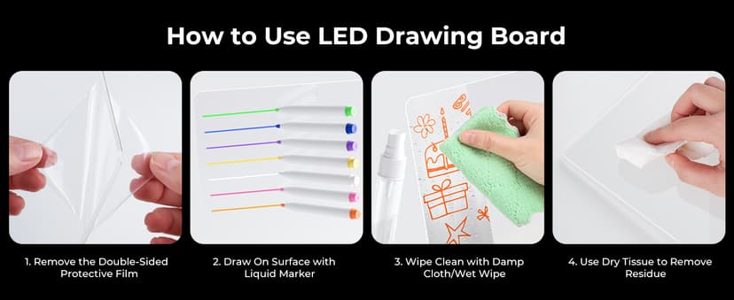 Bylitodt Neon Light Up Drawing Tablet with 10 Tracing Sheets, Arts and Crafts for Kids, Girls Birthday Gifts Idea(White) 16 Inch LED Drawing Board for Kids Rechargeable, LED Note Board with Colors B0GCN75SFT
