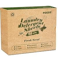 Poesie Laundry Detergent Sheet Sage Breeze Scent 160 Count Washer Sheets Detergent for Travel RV Trip Camping Home Dorm