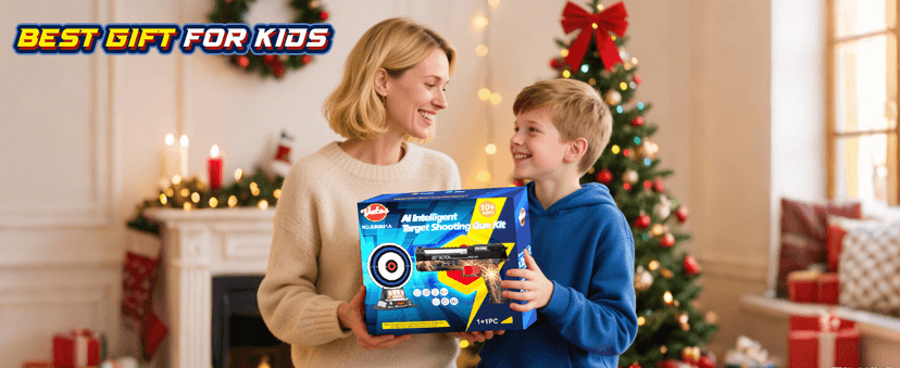 VATOS Smart Electronic Shooting Game Set with Auto-Scoring Target Base and Rechargeable Gun, Real-Time Voice Feedback, 4 Shooting Modes, Indoor Outdoor Toy for Teens Adults Family Party