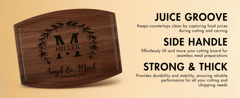 Personalized Wedding Gifts for Couples 2025, Custom Walnut Cutting Board for Kitchen, Personalized Bridal Shower, Best Wedding Registry and Engagment Gift