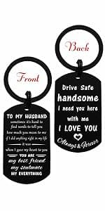 ENGZHI Love Wife Gifts, Drive Safe I Love You Keychain for Mothers Day Anniversary Valentines Christmas