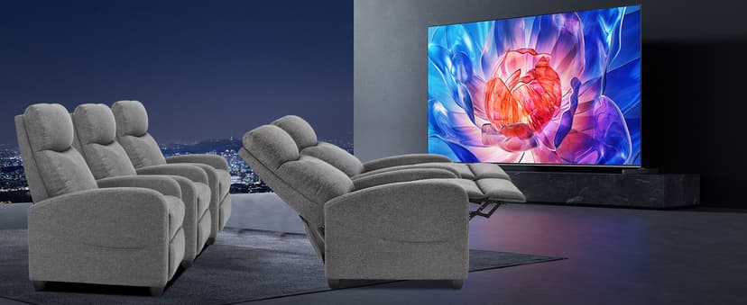 Sweetcrispy Massage Recliner Chair for Adults, Adjustable Home Theater Seating with Lumbar Support for Living Room, Modern Fabric Reclining, Grey