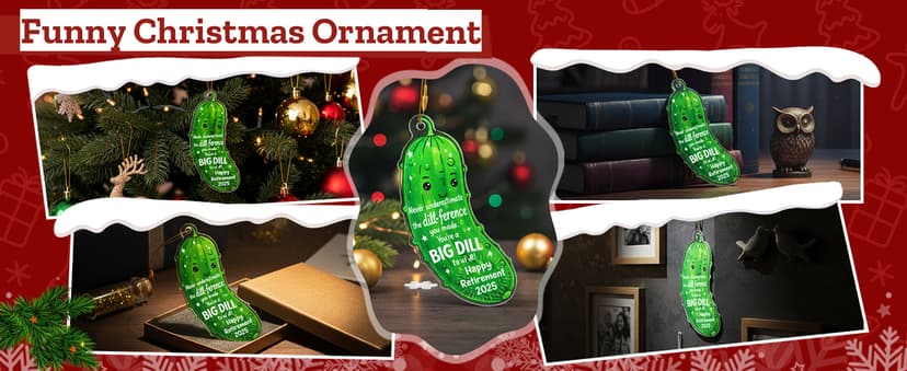 MAMAGIFTREE Christmas Ornament 2025 - Funny Retirement Gifts for Women, Men, Coworker, Boss - Big Dill Keepsake, Happy Retirement Decorations