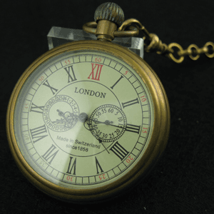 VIGOROSO Men's Vintage Full Copper Hand-Wind Mechanical Second&24hours Sub-dials Pocket Watch in Box