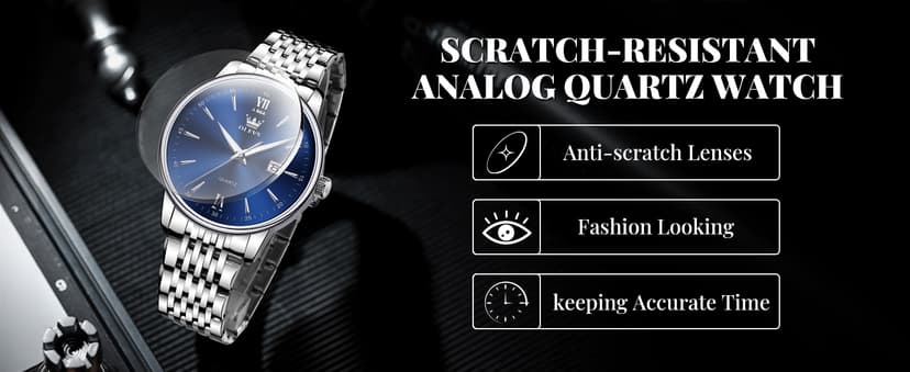 OLEVS Mens Watches Dress Waterproof Watch with Date Day Analog Quartz Casual Wrist Watch Large Number Classic Luxury Luminous Scales 41mm Big Face Easy Read Reloj para Hombre