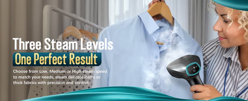 Steamer for Clothes, 1900W Strong Penetrating Steam Portable Handheld Garment Steamer Clothes Steamer with 3 Steam Settings, Fabric Brush, 300ml Big Capacity, Travel Steamers Iron Safe Removes Wrinkle